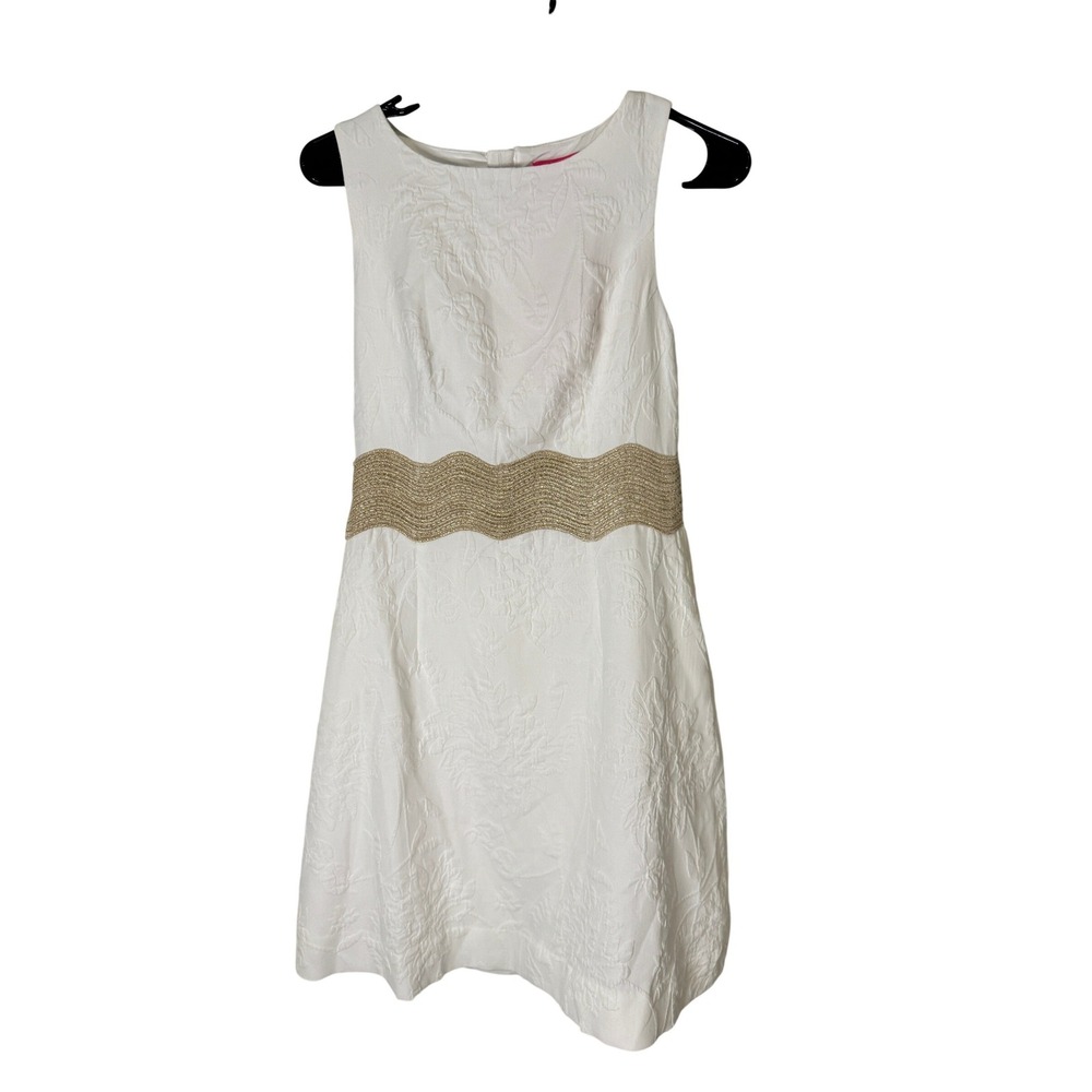 Lilly Pulitzer Siarra Stretch Dress Resort White Caliente Pucker Jacquard Size 0